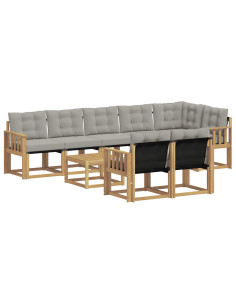 Set di divani da esterno 9 pcs Bianco e Grigio Chiaro 2