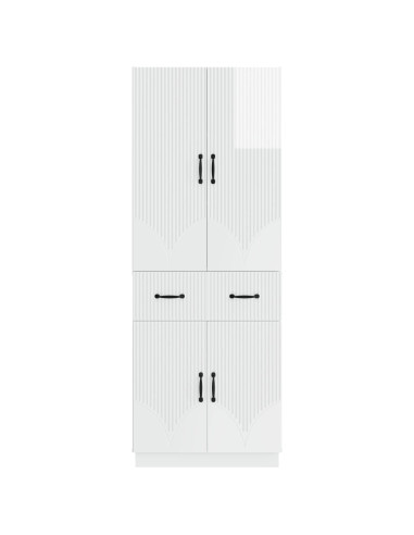 Set di armadi 2 pcs Bianco Lucido Legno ingegnerizzato