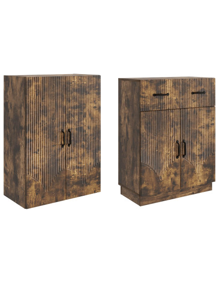 Set di armadi 2 pcs Rovere Fumo Legno ingegnerizzato