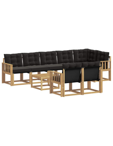 Set di divani da esterno con cuscino 9 pcs Bianco e Nero