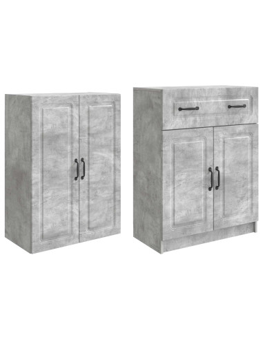 Set di armadi 2 pcs Grigio Cemento Legno ingegnerizzato
