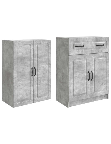 Set di armadi 2 pcs Grigio Cemento Legno ingegnerizzato