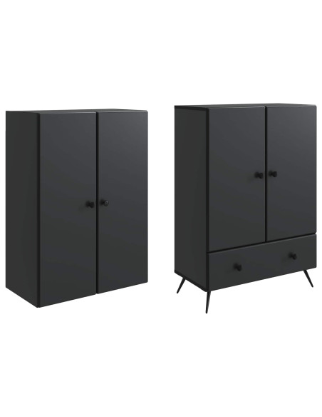 Set di armadi 2 pcs Nero Legno ingegnerizzato