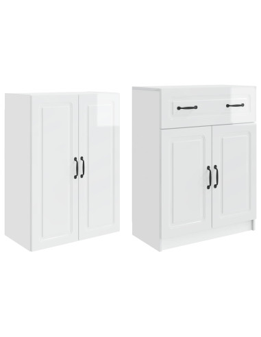 Set di armadi 2 pcs Bianco Lucido Legno ingegnerizzato