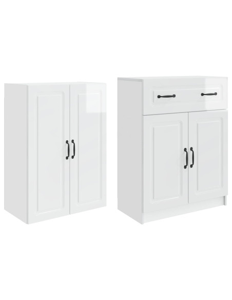 Set di armadi 2 pcs Bianco Lucido Legno ingegnerizzato