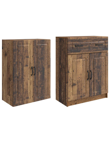 Set di armadi 2 pcs Legno antico Legno ingegnerizzato
