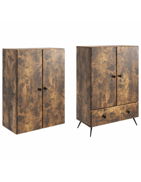 Set di armadi 2 pcs Rovere Fumo Legno ingegnerizzato