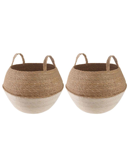 Vaso da fiori con manici 2 pcs Bianco Ø 45 x 36 cm