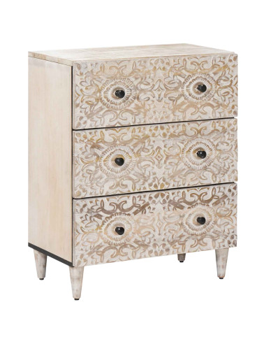 Credenza 2 pcs Bianco 60 x 33,5 x 75 cm Legno di mango massello