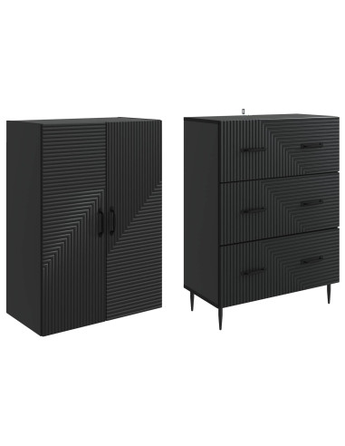 Set di armadi 2 pcs Nero 66 x 34,5 x 90 cm Legno ingegnerizzato