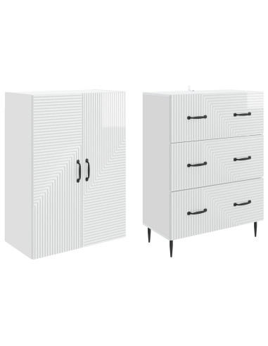Set di armadi 2 pcs Bianco Lucido 66 x 34,5 x 90 cm