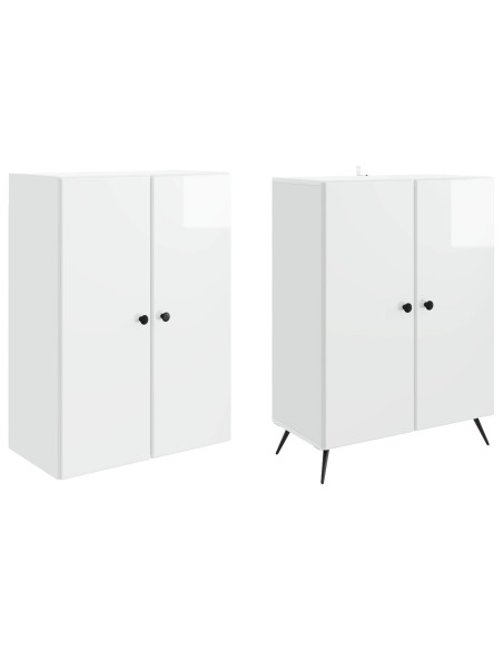 Set di armadi 2 pcs Bianco Lucido Legno ingegnerizzato