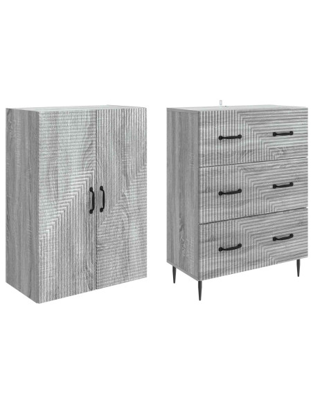 Set di armadi 2 pcs Sonoma grigio 66 x 34,5 x 90 cm