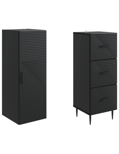 Set di armadi 2 pcs Nero 33 x 34,5 x 90 cm Legno ingegnerizzato