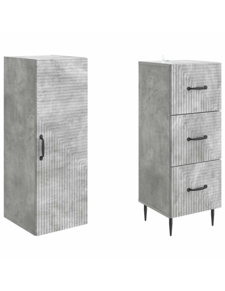 Set di armadi 2 pcs Grigio Cemento 33 x 34,5 x 90 cm