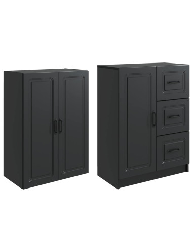 Set di armadi 2 pcs Nero Legno ingegnerizzato