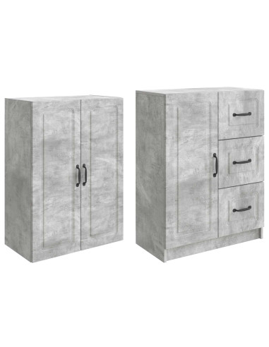 Set di armadi 2 pcs Grigio Cemento Legno ingegnerizzato