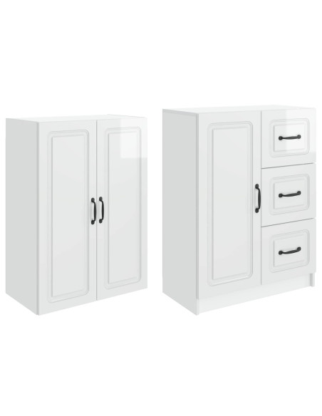 Set di armadi 2 pcs Bianco Lucido Legno ingegnerizzato