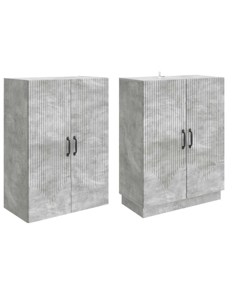 Set di armadi 2 pcs Grigio Cemento Legno ingegnerizzato