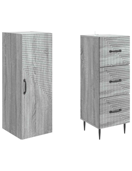 Set di armadi 2 pcs Sonoma grigio 33 x 34,5 x 90 cm