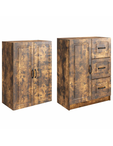 Set di armadi 2 pcs Rovere Fumo Legno ingegnerizzato