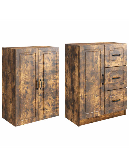 Set di armadi 2 pcs Rovere Fumo Legno ingegnerizzato