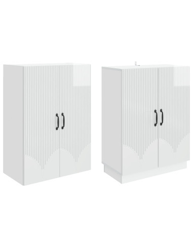 Set di armadi 2 pcs Bianco Lucido Legno ingegnerizzato