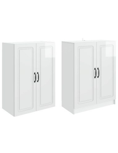 Set di armadi 2 pcs Bianco Lucido Legno ingegnerizzato