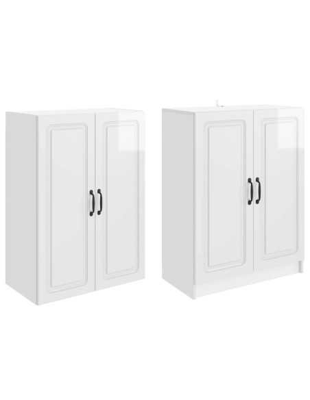 Set di armadi 2 pcs Bianco Lucido Legno ingegnerizzato