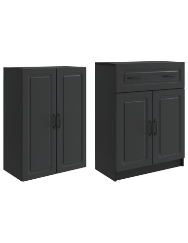 Set di armadi 2 pcs Nero Legno ingegnerizzato