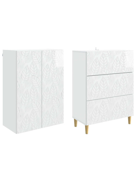 Set di armadi 2 pcs Bianco Lucido 66 x 34,5 x 90 cm