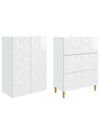 Set di armadi 2 pcs Bianco Lucido 66 x 34,5 x 90 cm