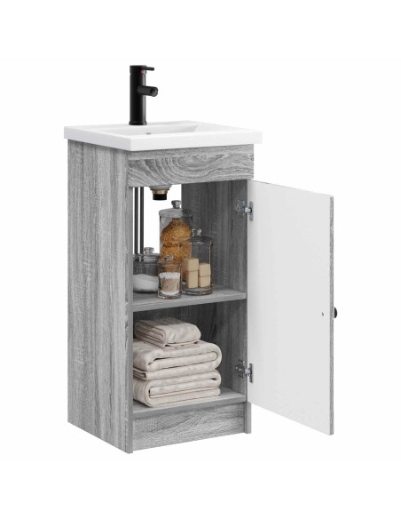 Mobile da bagno con lavabo Sonoma grigio 42 x 40 x 84,5 cm