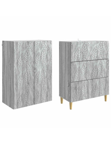 Set di armadi 2 pcs Sonoma grigio 66 x 34,5 x 90 cm