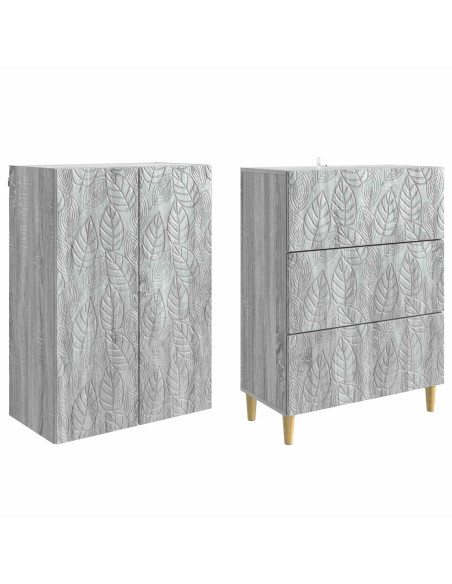 Set di armadi 2 pcs Sonoma grigio 66 x 34,5 x 90 cm