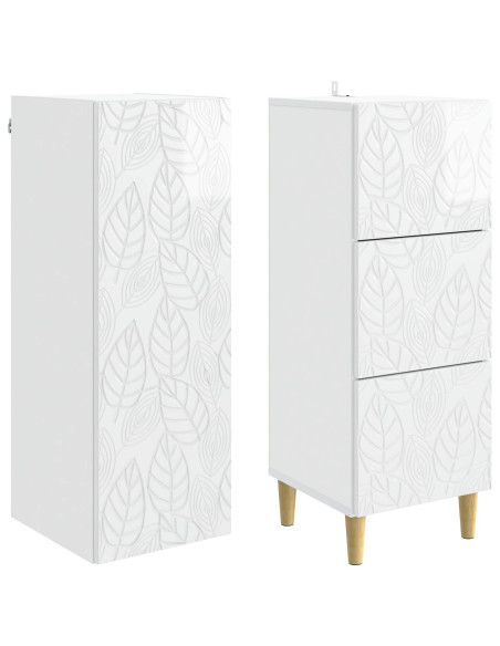 Set di armadi 2 pcs Bianco Lucido 33 x 34,5 x 90 cm