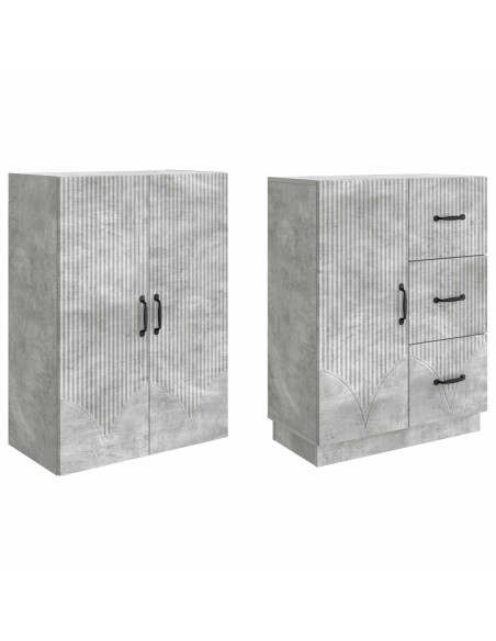 Set di armadi 2 pcs Grigio Cemento Legno ingegnerizzato
