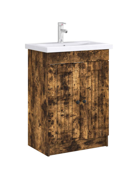 Mobiletto da bagno sotto il lavello Rovere Fumo