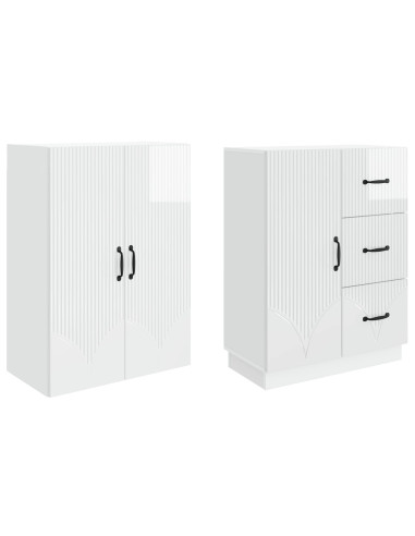 Set di armadi 2 pcs Bianco Lucido Legno ingegnerizzato