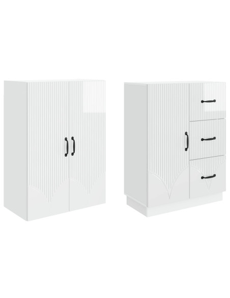 Set di armadi 2 pcs Bianco Lucido Legno ingegnerizzato