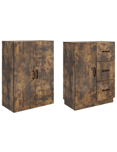 Set di armadi 2 pcs Rovere Fumo Legno ingegnerizzato