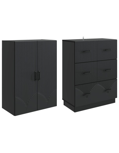 Set di armadi 2 pcs Nero 66 x 34,5 x 87 cm Legno ingegnerizzato