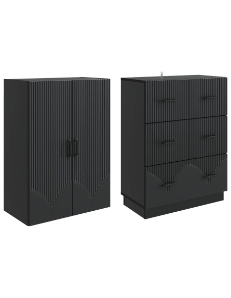 Set di armadi 2 pcs Nero 66 x 34,5 x 87 cm Legno ingegnerizzato