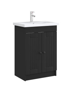 Mobiletto da bagno sotto il lavello Nero 78,5 x 37,5 x 81 cm 2