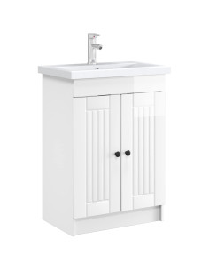 Mobiletto da bagno sotto il lavello Bianco Lucido 2