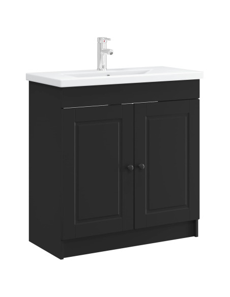Mobiletto da bagno sotto il lavello Nero 56 x 37,5 x 81 cm