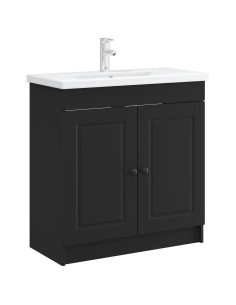 Mobiletto da bagno sotto il lavello Nero 78,5 x 37,5 x 81 cm 2