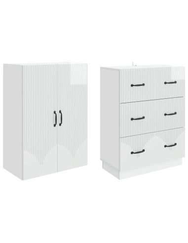 Set di armadi 2 pcs Bianco Lucido 66 x 34,5 x 87 cm