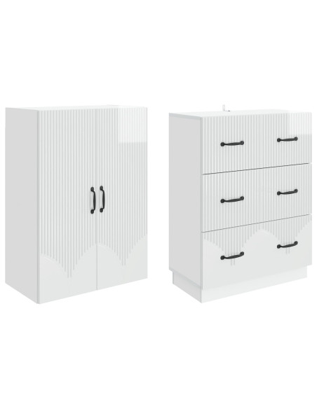 Set di armadi 2 pcs Bianco Lucido 66 x 34,5 x 87 cm