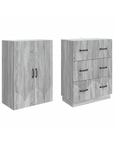 Set di armadi 2 pcs Sonoma grigio 66 x 34,5 x 87 cm